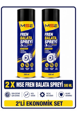 Mse Pro Fren Balata Spreyi 500 Ml X 2 Fren Ve Balata Temizleyici Yağ Ve Kir Sökücü, Hızlı Kuruma Mse Pro Fren Balata Spreyi 500 Ml X 2 Fren Ve Balata Temizleyici Yağ Ve Kir Sökücü, Hızlı Kuruma