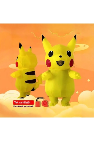 Karikatür Şişme Elbise Cosplay Bikachu Sevimli Komik Gösteri Bebek Kostümü-yetişkin