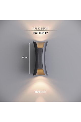 Butterfly Modern Led Duvar Apliği 80x100x220 Mm Ip65 Alüminyum Dış Mekan Bahçe Balkon Teras Villa Cephe Aydınlatması 3000k Antrasit Diğer