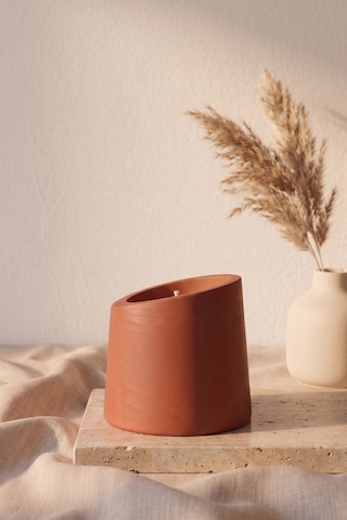 Kafna Tarçın & Vanilya Kokulu Dekoratif Beton Mum - %100 Soya Wax Kiremit Diğer