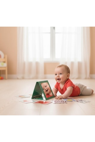 Laco Kids Tummy Time Smart Baby Card - Karın Üstü Aktivite Zeka Kartları + Güvenli Ayna 0-12 Ay