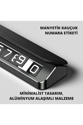 Coofbe Deri Kapaklı Gizlenebilir Alüminyum Araç Park Telefon Numaratörü Geçici Park Numaratör Plakalık 1 Adet