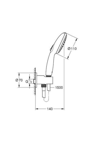 Grohe Tempesta 110 Duvar Tutucu Seti 2 Sprey Yağmur, Jet - 264062433 Siyah