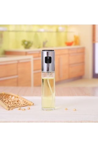 Hfambition Günlük Kullanıma Uygun Cam Ve Paslanmaz Çelik Sprey Yağ Şişesi - Sağlıklı Pişirme Ve Barbekü İçin 100ml Uzay Gümüşü Çok Renkli