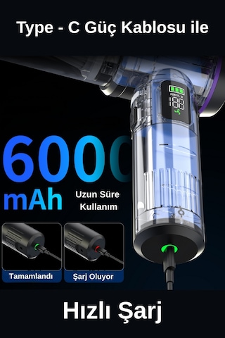 Wearfitpro Wr-151 18000pa Hava Ve Emiş Güçlü Mini Kablosuz Araç İçi Elektrikli Süpürge Hava Üfleme Makinesi