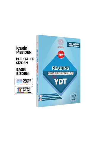 2027 YDT MEBİ İngilizce 12.Sınıf Reading Okuma-Anlama Kitabı Soru Bankası Video Çözümlü BASKI ÜCRETİ