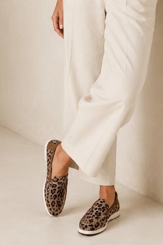 Sovenso Sunny Hakiki Deri Desert Leopar Süet Termo Taban Kahve Loafer