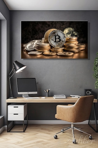 Yatay Kanvas Tablo Tekli Ofis Broker Bankacılık Yatırım Kripto Para Bitcoin Borsa Forex 2912