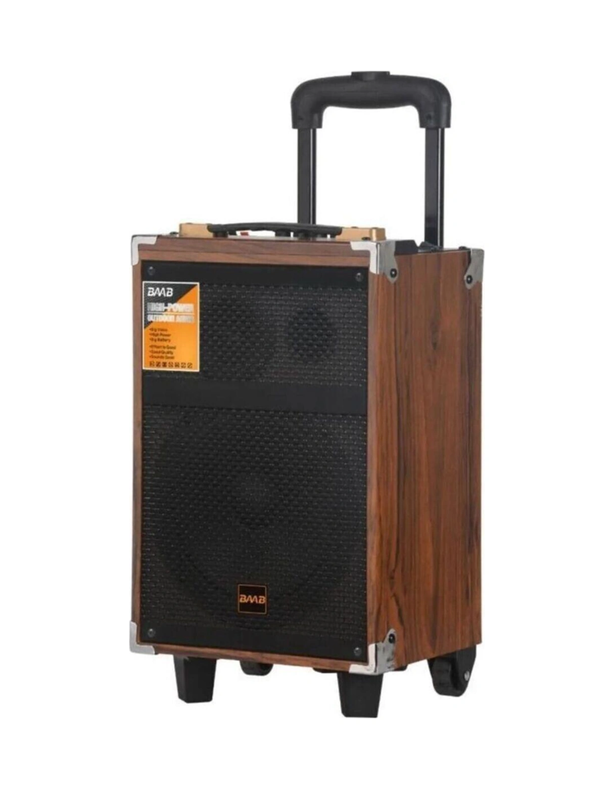 Baab Q12 Profosyonel Ahşap Kasa Taşınabilir Büyükboy 40x33x60 Kumanda Mikrofon,bluetoothlu,hoparlör-114742