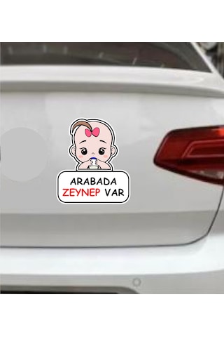 Kişiye Özel Arabada Bebek Var Sticker - Araba Oto Araç Cam Sticker - 00308 15x13 Cm