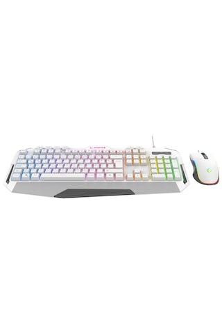 Rampage Km-34 Glare Beyaz Usb Rgb Aydınlatmalı Q 12800 Dpı Mouse Gaming Oyuncu Klavye Set