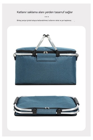 Dancemonkey Katlanır Piknik Sepeti Oxford Kumaş Yalıtımlı Sepet Çok Fonksiyonlu Piknik Çantası-kırmızı Kırmızı