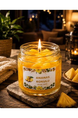 Reçel Mum Ananas Kokulu Mum Dekoratif Mum Sarı