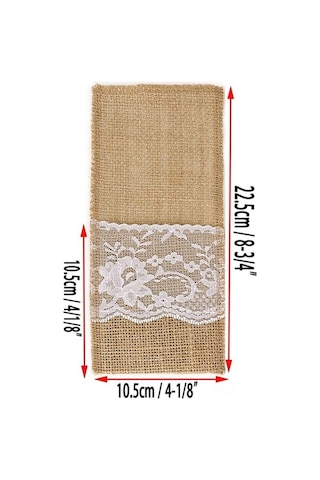 Ulzyvf Doğal Keten Dantelli 30'lu Çatal Kaşık Kılıfı - Düğün & Özel Günler İçin Şık Organizer Diğer Diğer