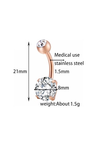 Chavin Beyaz Taşlı Rose Çelik Göbek Piercing Dt91Rs Beyaz
