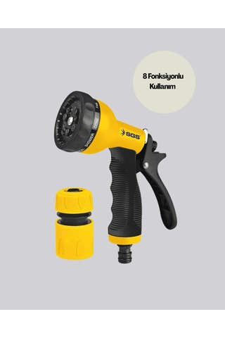 Ayarlanabilir Basınçlı 8 Modlu Bahçe Hortum Sulama Tabancası Aparatı 0