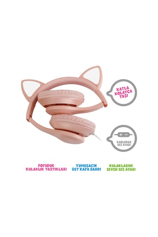 Polosmart FS56 Mikrofonlu Kedi Figürlü Kulak Üstü Kulaklık