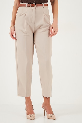 Lela Regular Fit Yüksek Bel Düz Paça Kemerli Bayan Pantolon 68350938 Taş