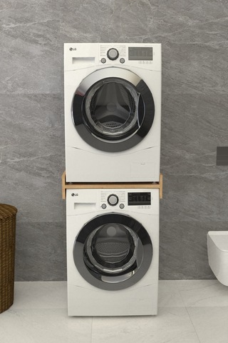 Solvo Banyo Dolabı Çamaşır Ve Kurutma Makinesi Dolabı Beyaz Kahverengi