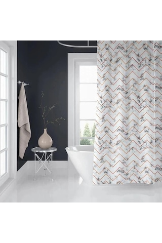Banyo Perdesi 1x120x200 Tek Kanat Duş Perdesi Halka Hediyeli 5705 Beyaz