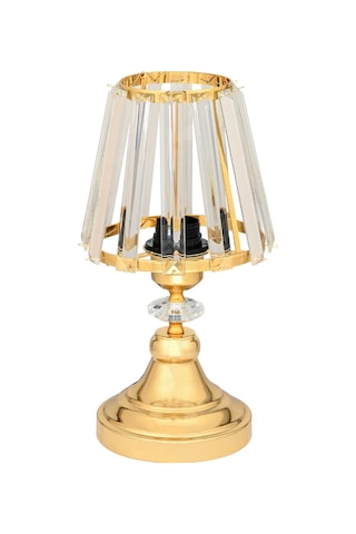 Gerçek Kristal Cam Başlık Gold Metal Gövdeli Yatak Odası Abajur Salon Lambası Altın