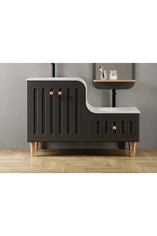 Denko Ada 120 Cm Antrasit Banyo Dolabı Takımı Antrasit