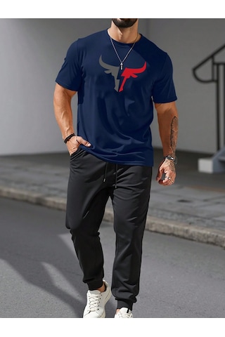 Unisex Boğa Baskılı Eşofman Takımı Lacivert