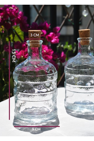 1 Adet Cam Su Şişesi 0,50 Ml Damacana Mantar Kapaklı 500 Ml Yağda