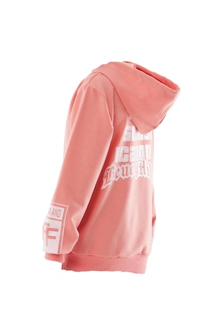 İrem Çocuk Giyim Kız Çocuk/erkek Çocuk Urban Yazı Desenli Kol Sırt Yazı Desenli Sweatshirt Mercan Pembe