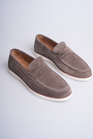 Fame Step Hakiki Deri Erkek Loafer Ayakkabı Süet Günlük Rahat Casual Mokasen Siena Vizon
