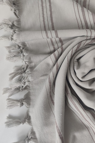 Çizgili Havlu Peştemal 90x170cm - Yumuşak Plaj Havlusu- %100 Pamuk Acıkgrı Açık Gri