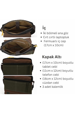 Cappadocia Vintage 4009 Omuz Postacı Kahve 15.6 Laptop Çantası Kahverengi - Siyah