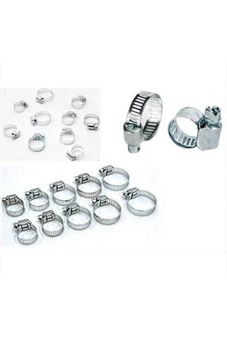 Paslanmaz Çelik Boru Metal Kelepçe Ayarlanabilir Klips 10 Adet Ayarlı Hortum Kelepçesi 10 Lu Set Standart