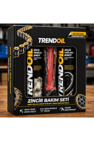 Motosiklet Zincir Bakım Seti - Zincir Yağlama Spreyi + Zincir Temizleme Spreyi + Temizleme Fırçası 3'lü Set