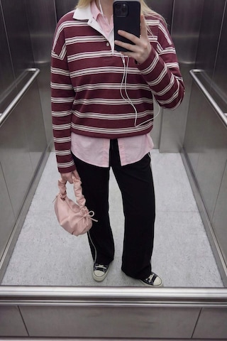 Defacto Loose Fıt Çizgili Sweatshirt G9467ax26sppn74 Pembe-pn74