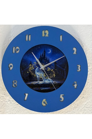 Kişiye Özel İsimli Çocuk Odası Duvar Saati Epoksi Dolgulu 35 Cm Masallar Serisi Koyu Mavi