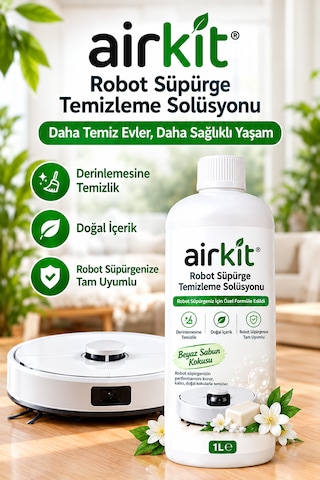 Robot Süpürge Deterjanı Solüsyonu Sıvısı 1 Lt Beyaz Sabun Kokusu Temizlik Solüsyonu Tüm Robot Süpürgeler 1000'li Set