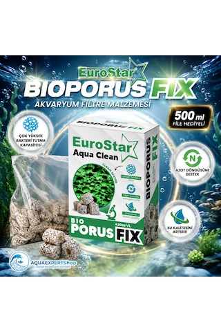 Eurostar Akvaryum Filtre Malzemesi - Bio Porus Fix - 500 Ml - File Hediyeli - Çok Yüksek Bakteri Tutma Kapasitesi