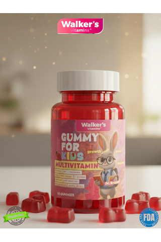 Walker's Vitamins Kids Multivitamin Gummy Sitikolin Lutein Çinko C Vitamini, Göz,, Boy Uzaması