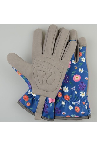 Neevoyu Mikrofiber Bahçe Eldiveni - Pencere, Budama, Çalı Temizliği İçin Dayanıklı, Nem Geçirgen Ve Kesici Korumalı - Mavi Desenli S Boy