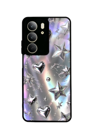 Realme C75 Chrome Star Dream Tasarımlı Glossy Telefon Kılıfı Gümüş