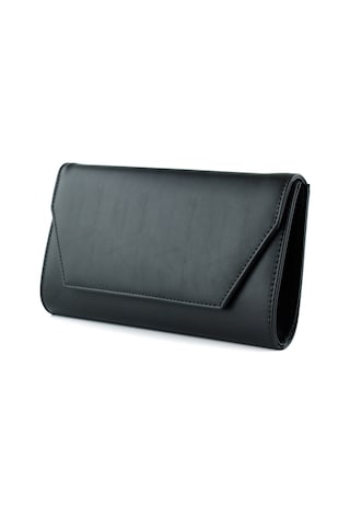 Erkan Saçmacı Siyah Zincir Askılı Manyetik Kapaklı İç Cepli Zarif Abiye El Çantası Siyah