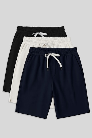 Air Jones Comfort Fit Basic 3lü Paket Siyah-lacivert-ekru Erkek Şort - 81274 Siyah - Mavi