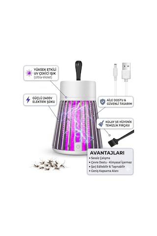 Uv Sivrisinek Tuzak Lambası Elektrikli Böcek Öldürücü Usb Şarjlı Sinek Kovucu Kapalı Mekan