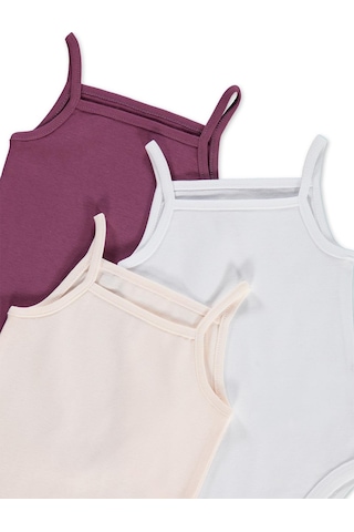 Civil Baby 3 Lü Basıc İp Askılı 0-36 Ay Çıtçıtlı Badi - Pudra Açık Pudra