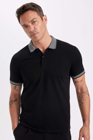 Defacto Slim Fit Dar Kesim Polo Yaka Kısa Kollu Pamuklu Tişört D0033AXNS Siyah
