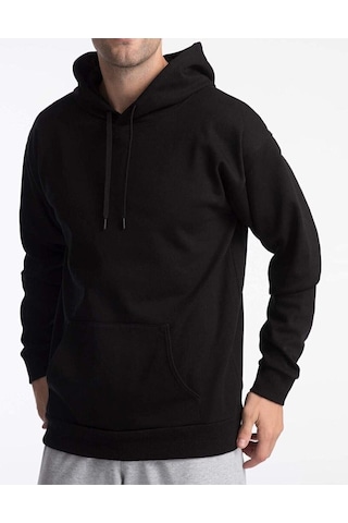 Unisex Oversize Kapüşonlu Sweatshirt Siyah