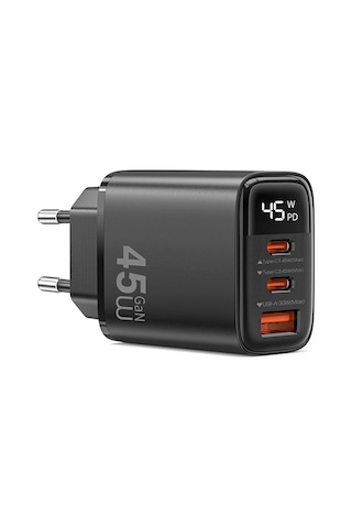 Wiwu Wi-g011 Firefly Serisi Gan Tech Pd Hızlı Şarj Özellikli Şarj Başlığı 45w Siyah