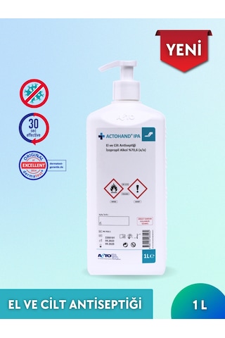 Acto Actohand Ipa El Ve Cilt Antiseptiği İzopropil Alkol %70.6 1 L Acto Actohand Ipa El Ve Cilt Antiseptiği İzopropil Alkol %70.6 1 L