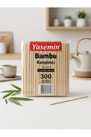 Yasemin 110mm Bambu Karıştırıcı 3'lü Paket 900 Adet Açık Ahşap